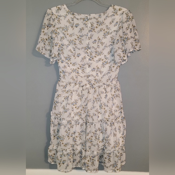 Lulu's White Floral V-Neck Ruffle Tiered Mini Dress - Picture 2 of 6